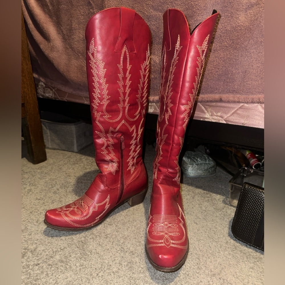 Tall Red Cowgirl Boots